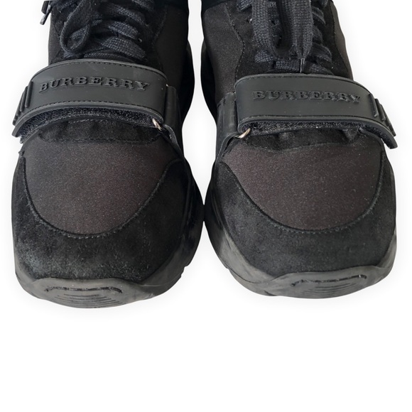 Authentic Burberry Black Fabric And Suede Regis High Top Sneakers Size 41(8.5) - Picture 3 of 11